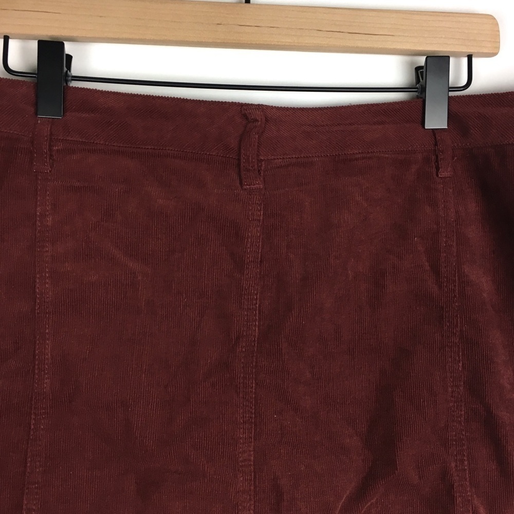 MOSSIMO Skirt Corduroy Ribbed Mini Rust Red Brown Snap Dark Academia Size 14 - Picture 5 of 11